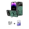 ieg™ iPhone 16 Pro Max Kılıf Kıvılcım Modern Serisi - Siyah Bilvis 5in1 5D Magic Hayalet Cam Ekran Koruyucu + Pers Alüminyum Kamera Lens - GS