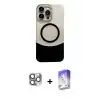 ieg™ iPhone 16 Pro Max Kılıf Kozmos Form Özel Seri - Siyah Bilvis 5in1 3D Magic Cam Ekran Koruyucu + Pers Alüminyum Kamera Lens - GI