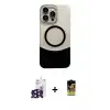 ieg™ iPhone 16 Pro Max Kılıf Kozmos Form Özel Seri - Siyah Buffer Cam Ekran Koruyucu + Bilvis Titan Kamera Lens - SH