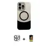ieg™ iPhone 16 Pro Max Kılıf Kozmos Form Özel Seri - Siyah Buffer Cam Ekran Koruyucu + Pers Alüminyum Kamera Lens - GI