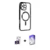 ieg™ iPhone 16 Pro Max Kılıf Nova Işık Özel Seri - Siyah Bilvis 5in1 3D Magic Cam Ekran Koruyucu + Bilvis Titan Kamera Lens - TMGI