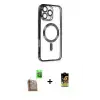 ieg™ iPhone 16 Pro Max Kılıf Nova Işık Özel Seri - Siyah Buffer Cam Ekran Koruyucu + Raze Metal Kamera Lens - CLTM