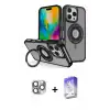 ieg™ iPhone 16 Pro Max Kılıf Nova Minimal Serisi - Siyah Bilvis 5in1 3D Magic Cam Ekran Koruyucu + Pers Alüminyum Kamera Lens - GI