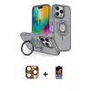 ieg™ iPhone 16 Pro Max Kılıf Nova Minimal Serisi - Siyah Buffer Hayalet Cam Ekran Koruyucu + Pers Alüminyum Kamera Lens - CLTM