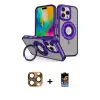 ieg™ iPhone 16 Pro Max Kılıf Nova Minimal Serisi - Siyah Buffer Hayalet Cam Ekran Koruyucu + Pers Alüminyum Kamera Lens - CLTM
