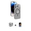 ieg™ iPhone 16 Pro Max Kılıf Nova Modern Prime - Siyah Buffer Hayalet Cam Ekran Koruyucu + Pers Alüminyum Kamera Lens - GI