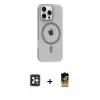 ieg™ iPhone 16 Pro Max Kılıf Pusula Form Özel Seri - Siyah Buffer Cam Ekran Koruyucu + PVD Metal Kamera Lens - SH
