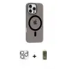 ieg™ iPhone 16 Pro Max Kılıf Pusula Form Özel Seri - Siyah Joko Magic 5D Hayalet Cam + Pers Alüminyum Kamera Lens - GS