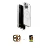 ieg™ iPhone 16 Pro Max Kılıf Pusula Form Serisi - Siyah Buffer Cam Ekran Koruyucu + Pers Alüminyum Kamera Lens - CLTM