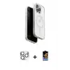 ieg™ iPhone 16 Pro Max Kılıf Pusula Form Serisi - Siyah Buffer Hayalet Cam Ekran Koruyucu + Pers Alüminyum Kamera Lens - GS