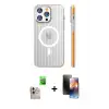 ieg™ iPhone 16 Pro Max Kılıf Pusula Minimal Koleksiyonu - Siyah 3D Antistatik Mat Seramik Nano Ekran Koruyucu + Raze Metal Kamera Lens - NLGY