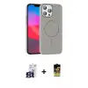 ieg™ iPhone 16 Pro Max Kılıf Siluet Doku Özel Seri - Siyah Buffer Cam Ekran Koruyucu + Bilvis Titan Kamera Lens - TMGI