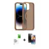 ieg™ iPhone 16 Pro Max Kılıf Siluet Minimal Prime - Siyah 3D Antistatik Mat Seramik Nano Ekran Koruyucu + Raze Metal Kamera Lens - BZ