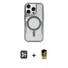 ieg™ iPhone 16 Pro Max Kılıf Yadigar Klasik Özel Seri - Siyah Buffer Cam Ekran Koruyucu + PVD Metal Kamera Lens - SH