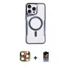 ieg™ iPhone 16 Pro Max Kılıf Yadigar Klasik Özel Seri - Siyah Buffer Hayalet Cam Ekran Koruyucu + Pers Alüminyum Kamera Lens - CLTM