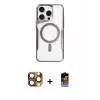 ieg™ iPhone 16 Pro Max Kılıf Yadigar Klasik Özel Seri - Siyah Buffer Hayalet Cam Ekran Koruyucu + Pers Alüminyum Kamera Lens - CLTM