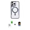 ieg™ iPhone 16 Pro Max Kılıf Yadigar Klasik Özel Seri - Siyah Buffer Hayalet Cam Ekran Koruyucu + Raze Metal Kamera Lens - BZ