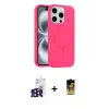ieg™ iPhone 16 Pro Max Kılıf Yankı Form Serisi - Siyah Buffer Cam Ekran Koruyucu + Bilvis Titan Kamera Lens - SH