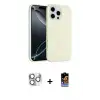 ieg™ iPhone 16 Pro Max Kılıf Yankı Form Serisi - Siyah Buffer Hayalet Cam Ekran Koruyucu + Pers Alüminyum Kamera Lens - GS