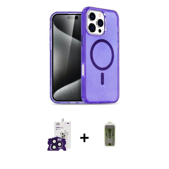 ieg™ iPhone 16 Pro Max Kılıf Nova Asil Prime - Siyah Joko Magic 5D Hayalet Cam + Bilvis Titan Kamera Lens - SH