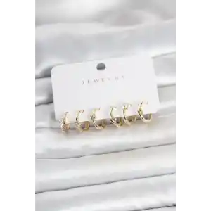 Pirinç Gold Renk Botega Model Kadın Küpe Seti