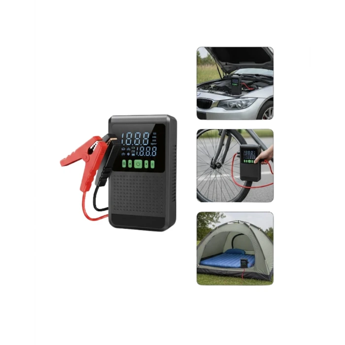 4’ü 1 Arada Jump Starter Hava Kompresörü Powerbank Ve Led Fener