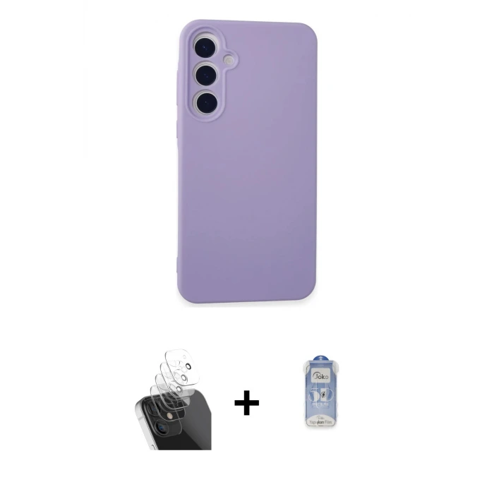 ieg™ Galaxy A55 5G Kılıf Ahenk Serisi - Siyah Joko Magic 5D Cam + Kamera Lens Koruma Cam - SF