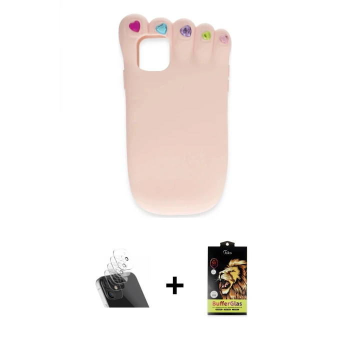 ieg™ iPhone 11 Kılıf Akış Yansıma - Siyah Buffer Cam Ekran Koruyucu + Kamera Lens Koruma Cam - SF