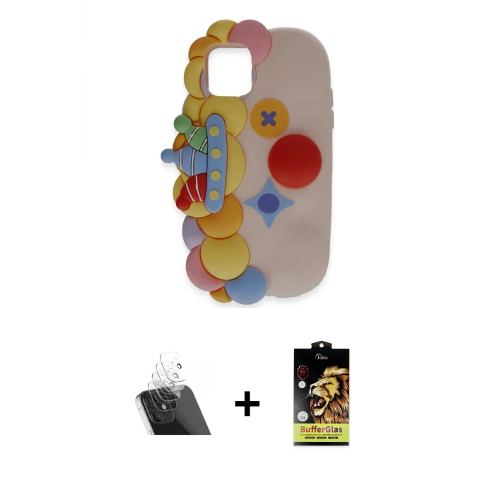ieg™ iPhone 11 Kılıf Akış Yansıma - Siyah Buffer Cam Ekran Koruyucu + Kamera Lens Koruma Cam - SF