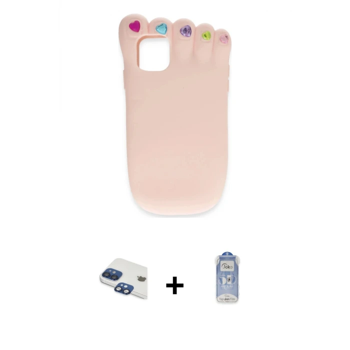 ieg™ iPhone 11 Kılıf Akış Yansıma - Siyah Joko Magic 5D Cam + Pers Alüminyum Kamera Lens - LT
