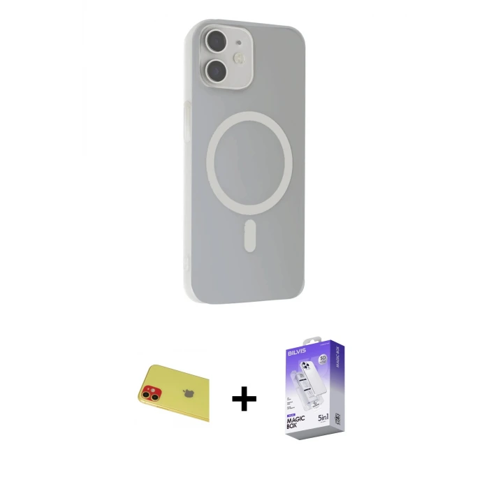 ieg™ iPhone 11 Kılıf Çekirdek Modern Prime - Siyah Bilvis 5in1 3D Magic Cam Ekran Koruyucu + Rainbow Kamera Lens Koruma Cam - KI