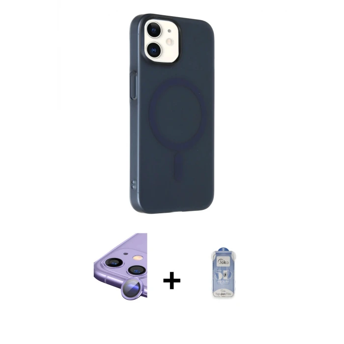 ieg™ iPhone 11 Kılıf Çekirdek Modern Prime - Siyah Joko Magic 5D Cam + Raze Metal Kamera Lens - MR