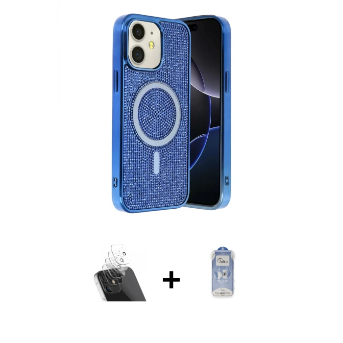 ieg™ iPhone 11 Kılıf Eksen Çizgi - Siyah Joko Magic 5D Cam + Kamera Lens Koruma Cam - SF