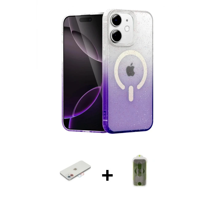 ieg™ iPhone 11 Kılıf Eksen Minimal Özel Seri - Siyah Joko Magic 5D Hayalet Cam + Renkli Kamera Lens Koruma Cam - PE