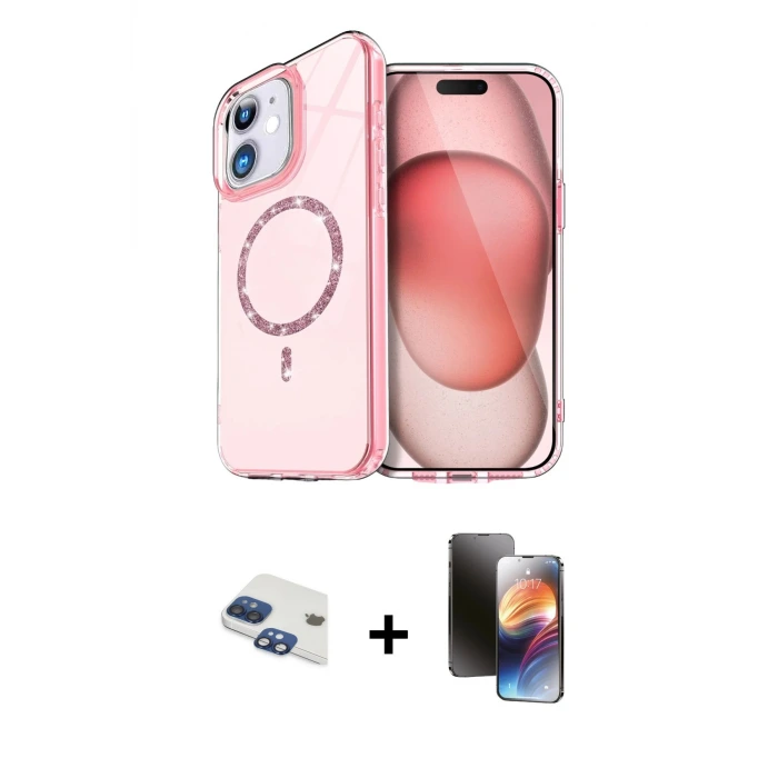 ieg™ iPhone 11 Kılıf Kıvılcım Form Prime - Siyah 3D Antistatik Mat Seramik Nano Ekran Koruyucu + Pers Alüminyum Kamera Lens - LT