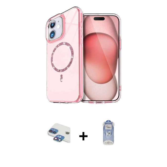 ieg™ iPhone 11 Kılıf Kıvılcım Form Prime - Siyah Joko Magic 5D Cam + Pers Alüminyum Kamera Lens - GI