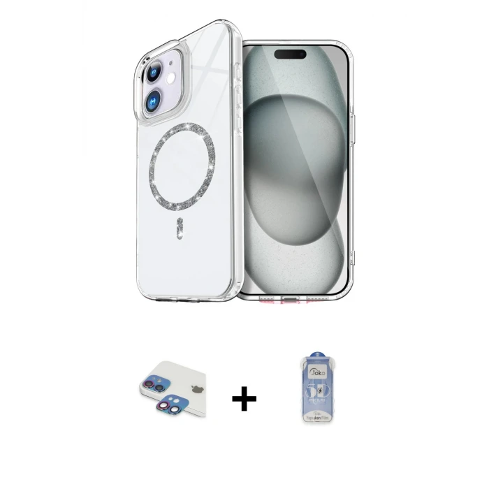 ieg™ iPhone 11 Kılıf Kıvılcım Form Prime - Siyah Joko Magic 5D Cam + Pers Alüminyum Kamera Lens - GI