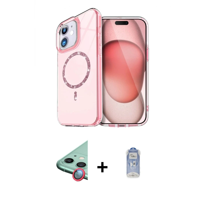 ieg™ iPhone 11 Kılıf Kıvılcım Form Prime - Siyah Joko Magic 5D Cam + Raze Metal Kamera Lens - KI