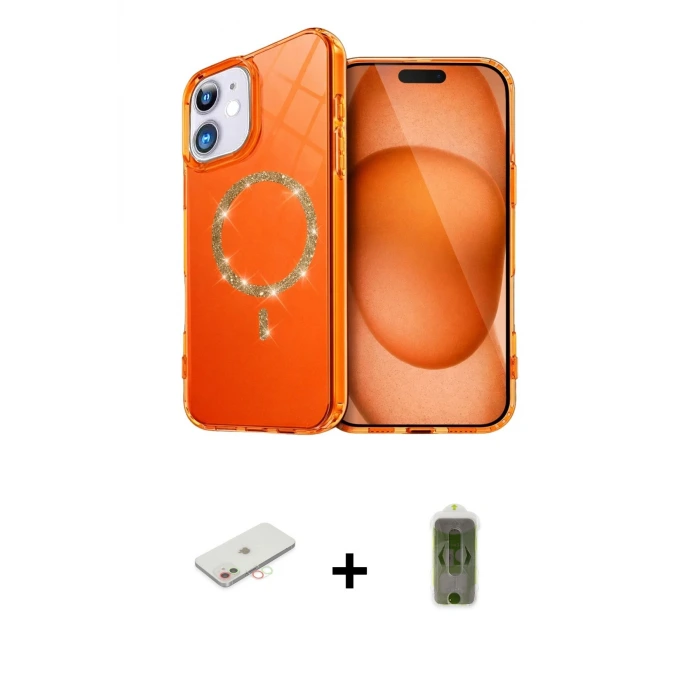 ieg™ iPhone 11 Kılıf Kıvılcım Form Prime - Siyah Joko Magic 5D Hayalet Cam + Renkli Kamera Lens Koruma Cam - YL