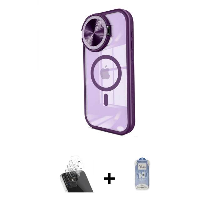 ieg™ iPhone 11 Kılıf Kıvılcım Modern Koleksiyonu - Siyah Joko Magic 5D Cam + Kamera Lens Koruma Cam - SF
