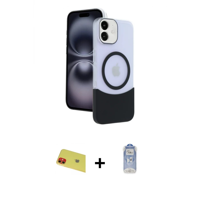 ieg™ iPhone 11 Kılıf Kozmos Form Özel Seri - Siyah Joko Magic 5D Cam + Rainbow Kamera Lens Koruma Cam - KI