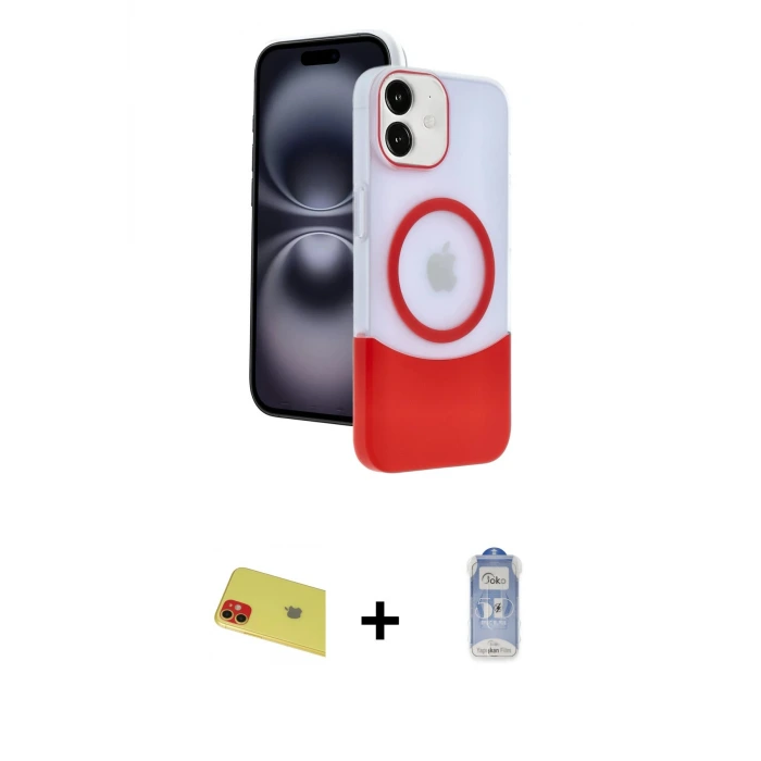 ieg™ iPhone 11 Kılıf Kozmos Form Özel Seri - Siyah Joko Magic 5D Cam + Rainbow Kamera Lens Koruma Cam - KI