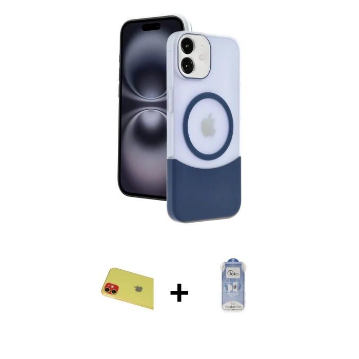 ieg™ iPhone 11 Kılıf Kozmos Form Özel Seri - Siyah Joko Magic 5D Cam + Rainbow Kamera Lens Koruma Cam - KI