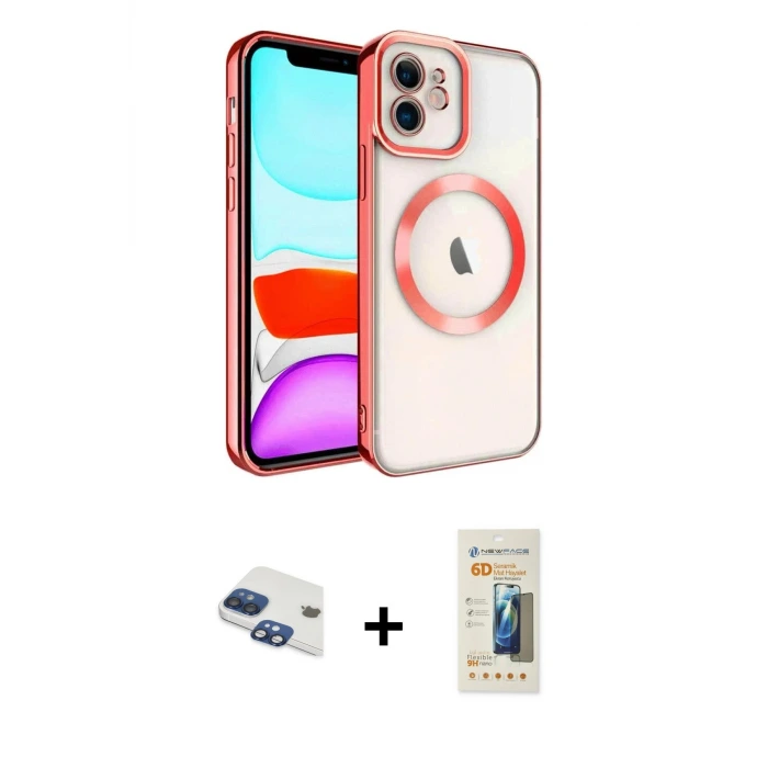 ieg™ iPhone 11 Kılıf Nova Işık Özel Seri - Siyah 6D Mat Seramik Hayalet Nano Ekran Koruyucu + Pers Alüminyum Kamera Lens - LT