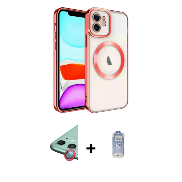 ieg™ iPhone 11 Kılıf Nova Işık Özel Seri - Siyah Joko Magic 5D Cam + Raze Metal Kamera Lens - KI