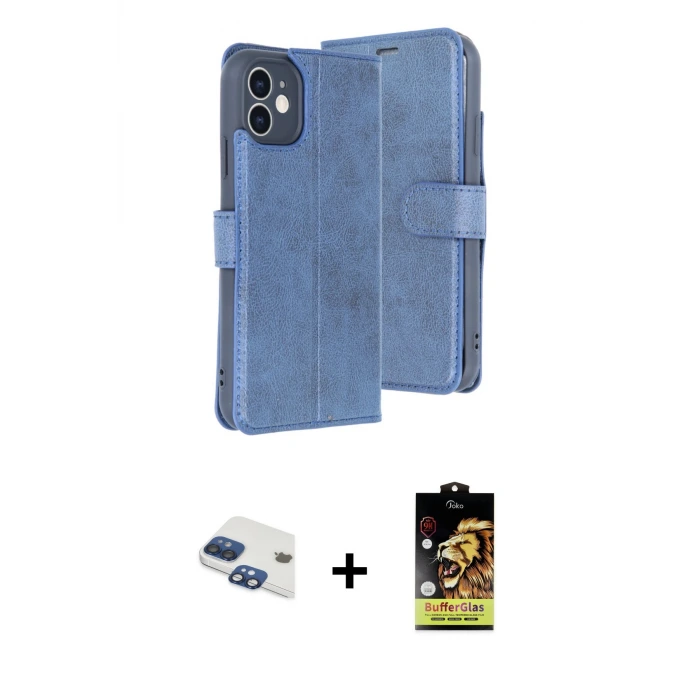 ieg™ iPhone 11 Kılıf Siluet Işık Serisi - Siyah Buffer Cam Ekran Koruyucu + Pers Alüminyum Kamera Lens - LT