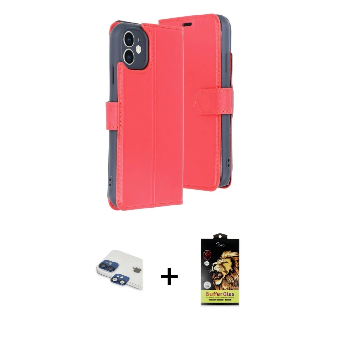 ieg™ iPhone 11 Kılıf Siluet Işık Serisi - Siyah Buffer Cam Ekran Koruyucu + Pers Alüminyum Kamera Lens - LT