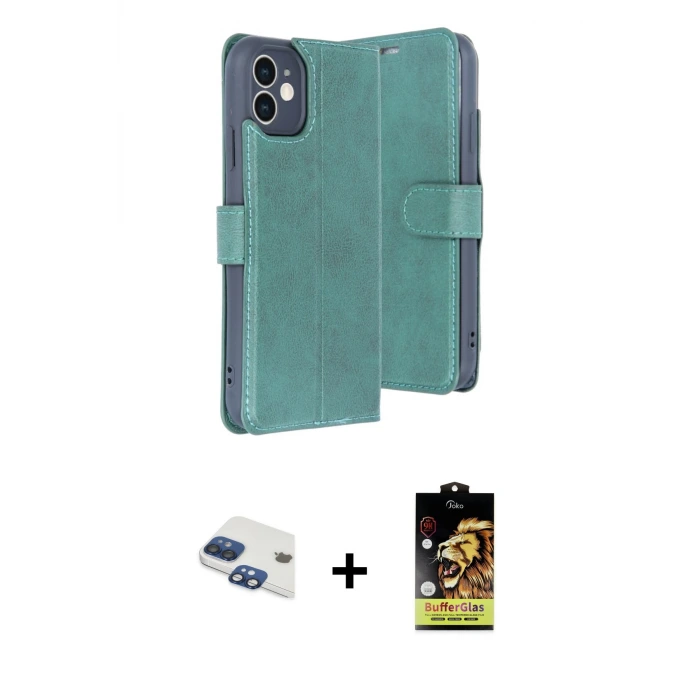 ieg™ iPhone 11 Kılıf Siluet Işık Serisi - Siyah Buffer Cam Ekran Koruyucu + Pers Alüminyum Kamera Lens - LT