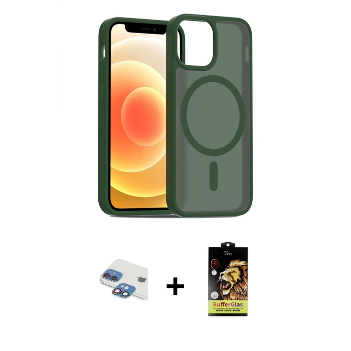 ieg™ iPhone 11 Kılıf Siluet Minimal Prime - Siyah Buffer Cam Ekran Koruyucu + Pers Alüminyum Kamera Lens - GI