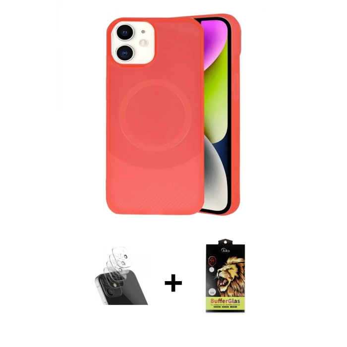 ieg™ iPhone 11 Kılıf Ufuk Serisi - Siyah Buffer Cam Ekran Koruyucu + Kamera Lens Koruma Cam - SF